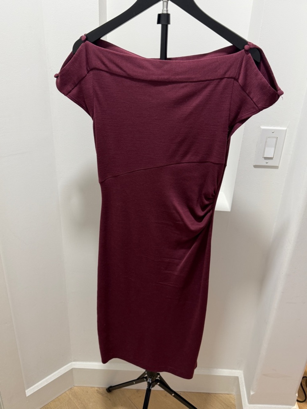 Diane Von Furstenberg Off-Shoulder Midi Dress in Burgundy